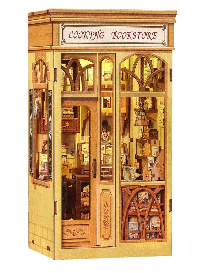 كيوت بي مجموعة ركن الكتب من كيوتبي - مجموعة بيت الدمى المصغر التي يمكنك تركيبها بنفسك للبالغين والمراهقين، ديكور ركن الكتب، أحجية خشبية ثلاثية الأبعاد، هدايا للعائلة والأصدقاء (متجر كتب الطبخ) - Image 1